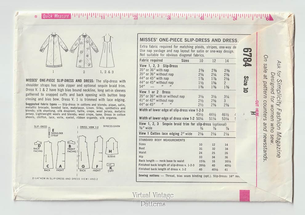 Vintage Slip Dress Pattern With Overdress Simplicity 6784