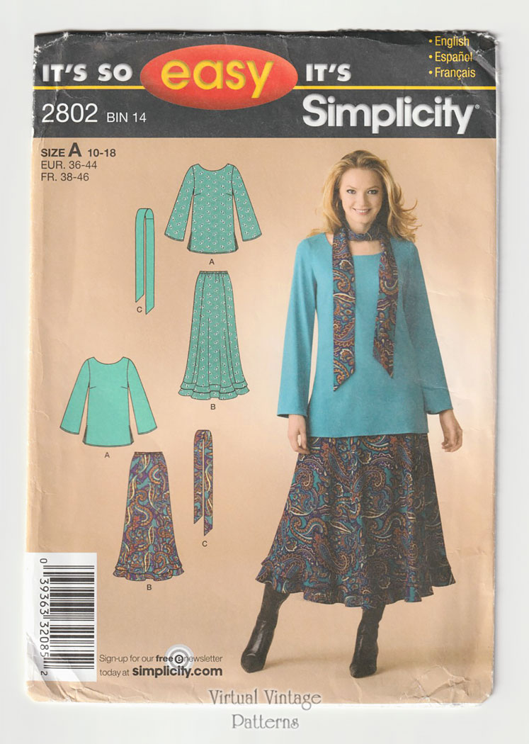 Easy Top Skirt Sewing Pattern Simplicity 2802 10 To 18