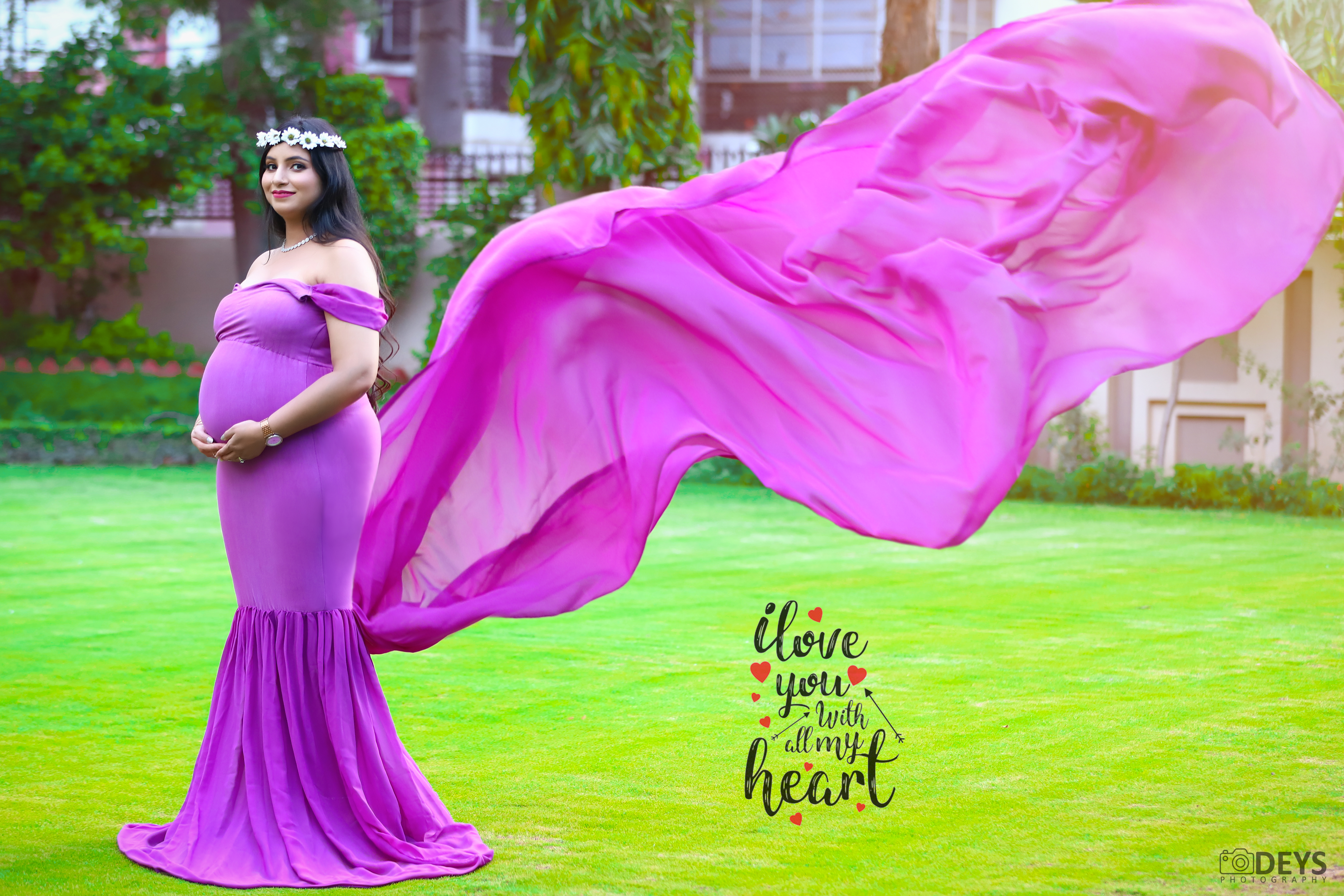 DP002 Purple Body Fit Gown for Pregnancy Photoshoot