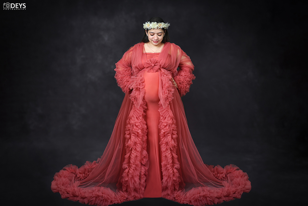 DP018 - Ruffled Peach, Maternity Shoot Gown