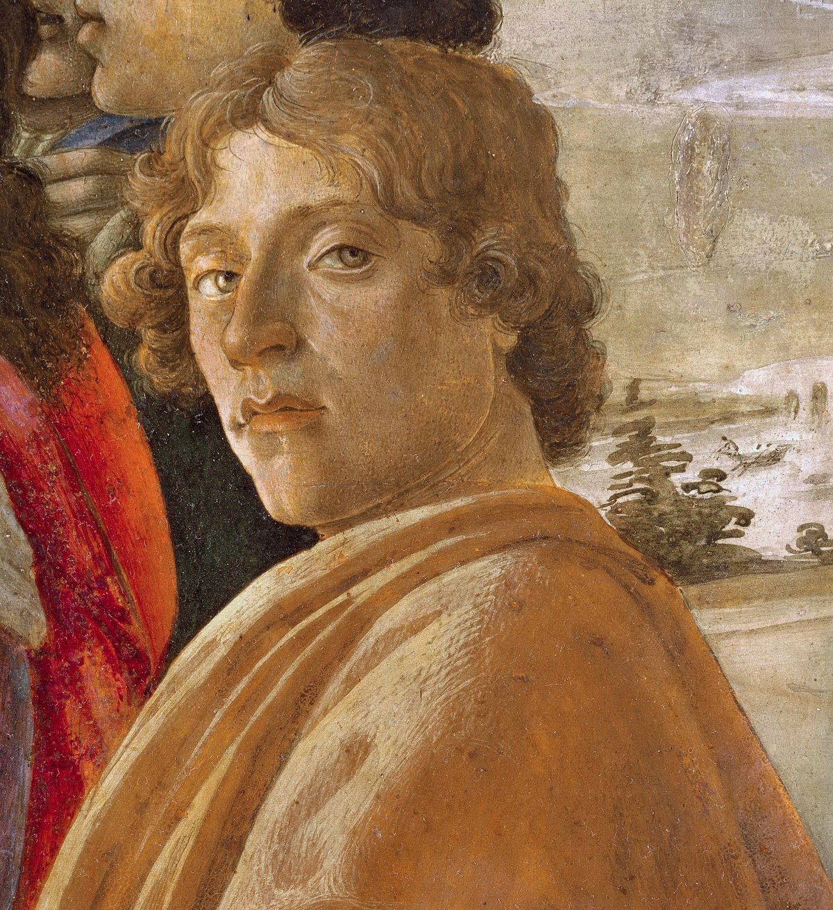 Probable self-portrait of Botticelli, in his Adoration of the Magi (1475).