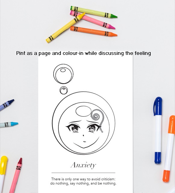 Mindful 'Calm' Anime colour-in Card printable download
