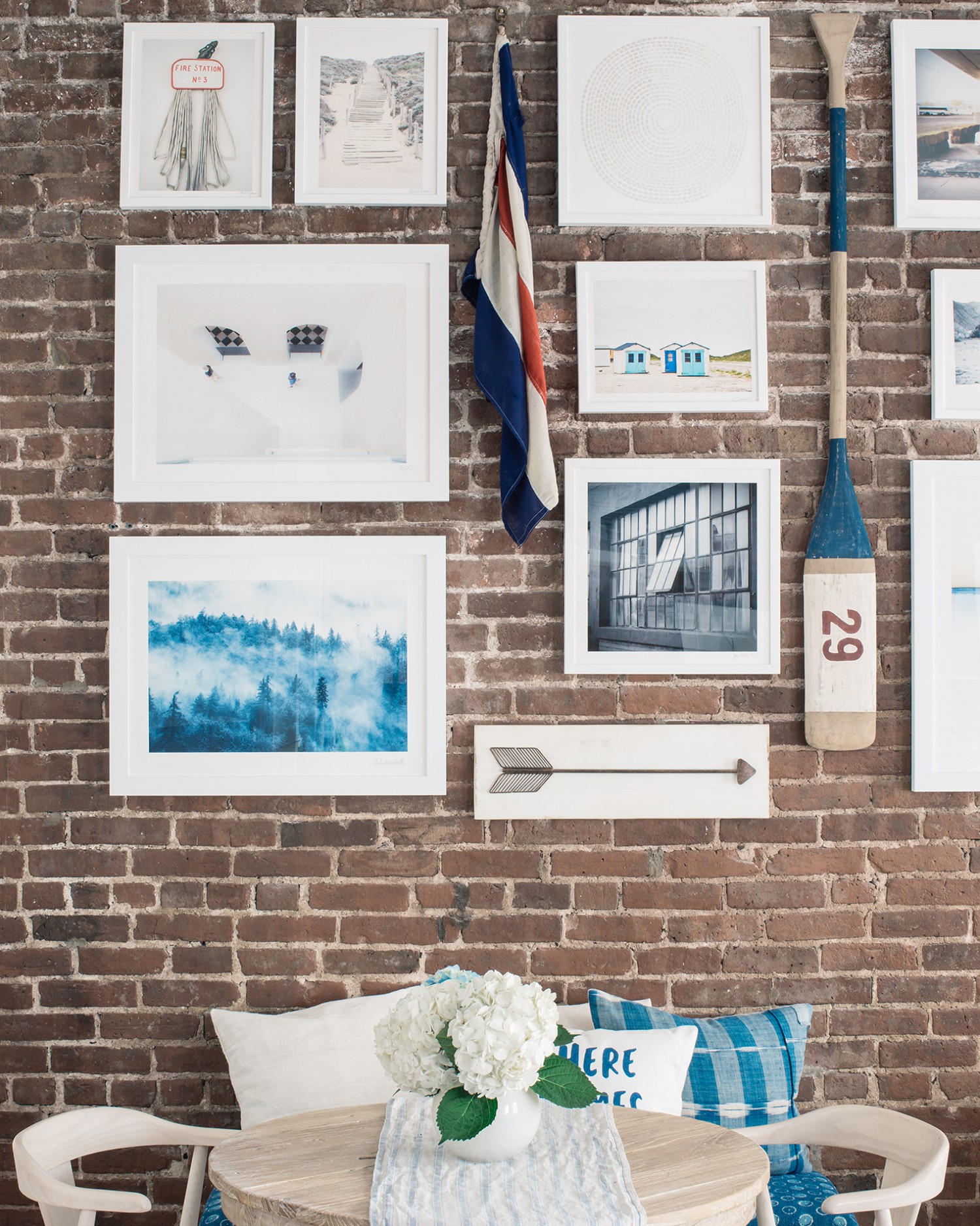 How To Hang A Gallery Wall On Exposed Brick Walls Misty Forest Artwork Was Featured In A Blog Post By Bright Bazaar On How To Hang Gallery Wall Exposed Brick Walls