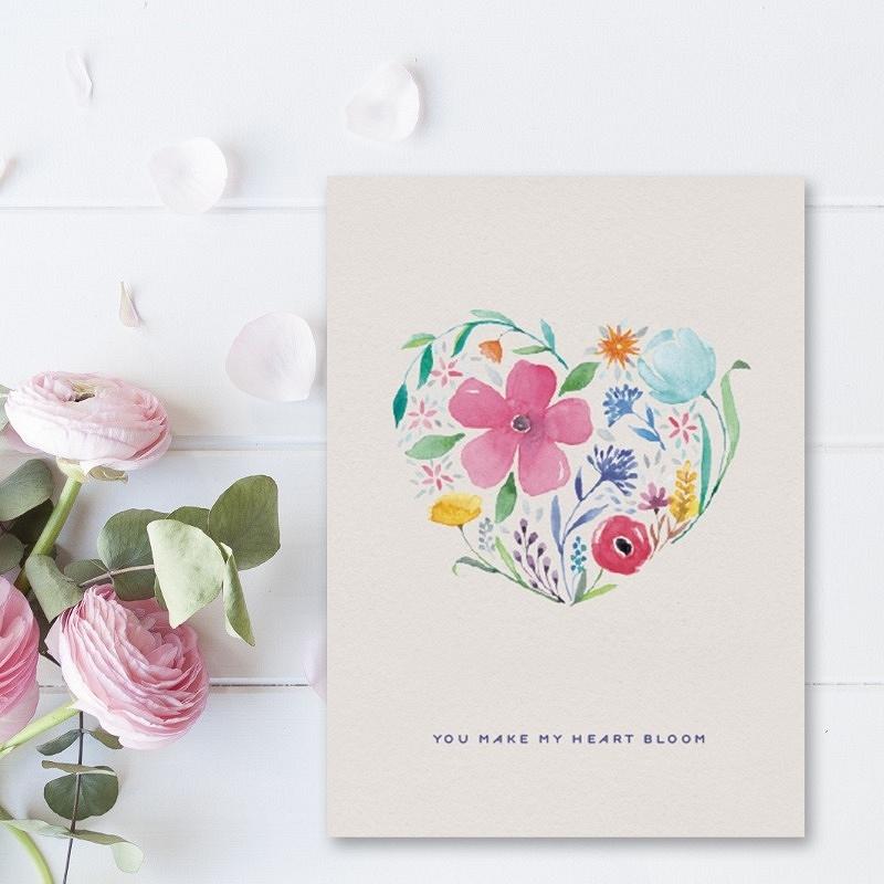 'you make my heart bloom' valentine's card