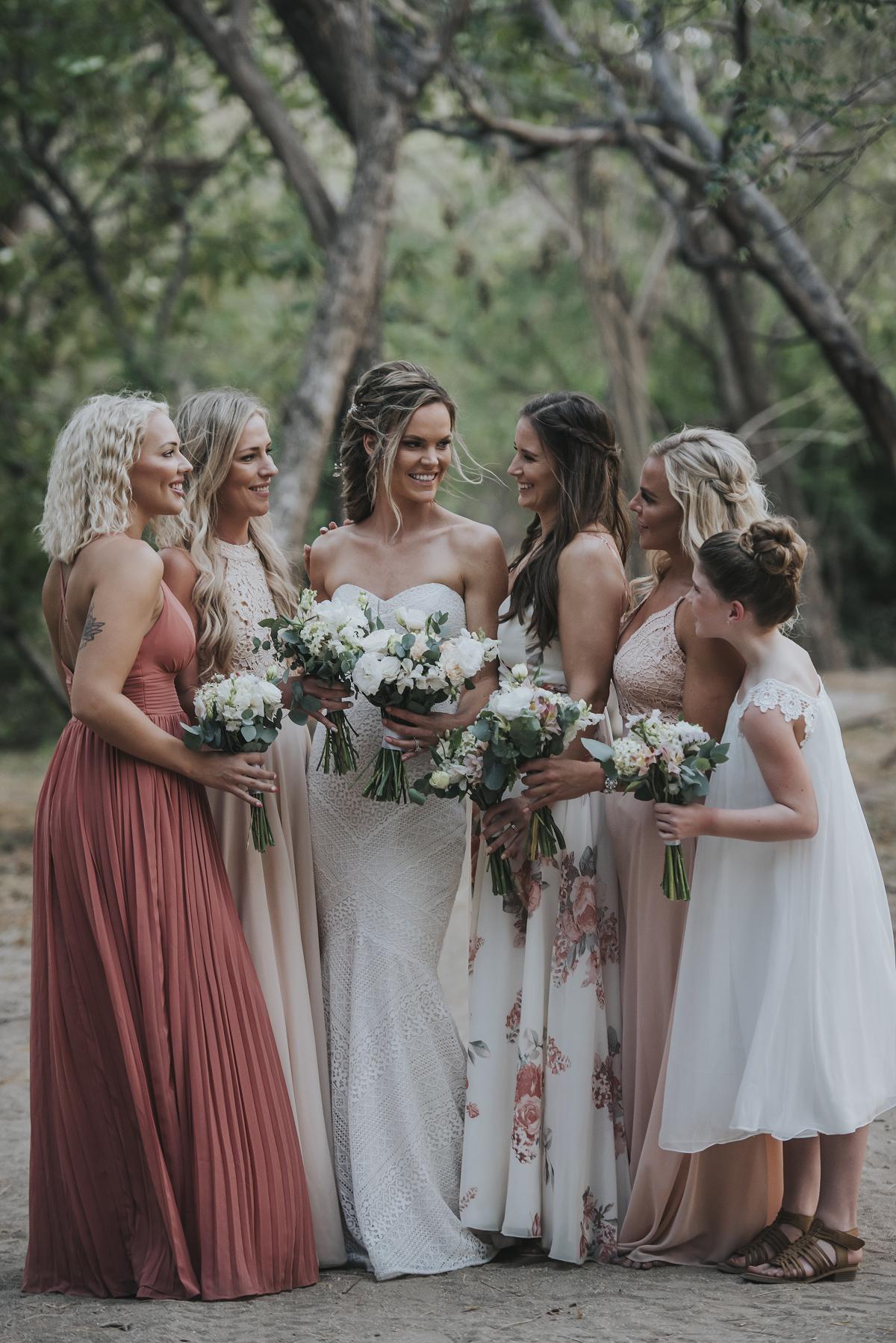 bridesmaids dresses and flowers