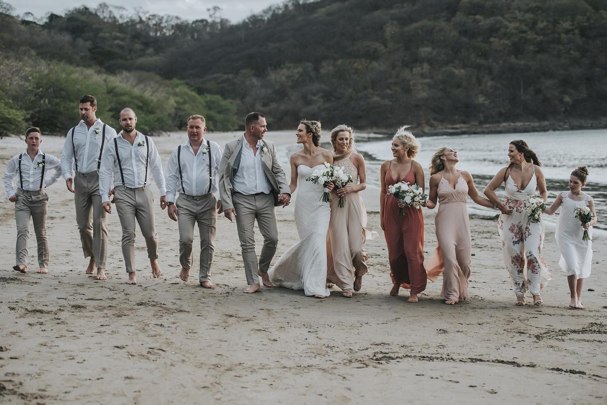 bridal party at the beach costa rica wedding photographer