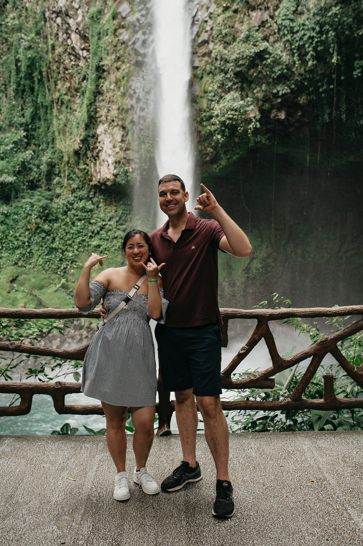 happy couple engaged in costa rica