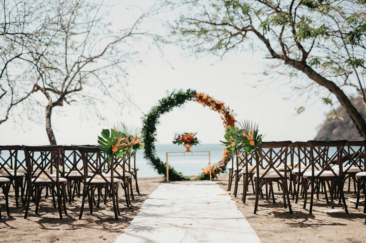 Tropical Wedding Ceremony Setup at Arboleda Beach, Costa Rica