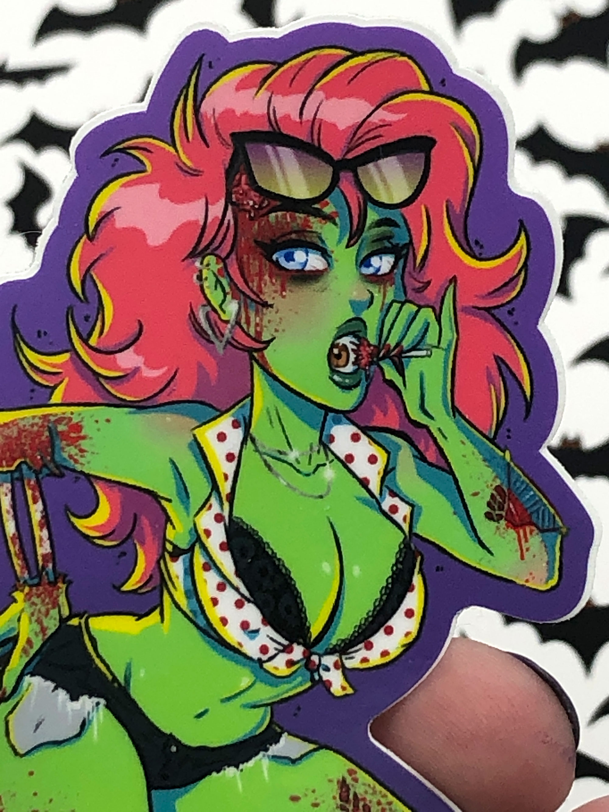 "R.I.P.... in peace" Zombie Pin-Up Sticker