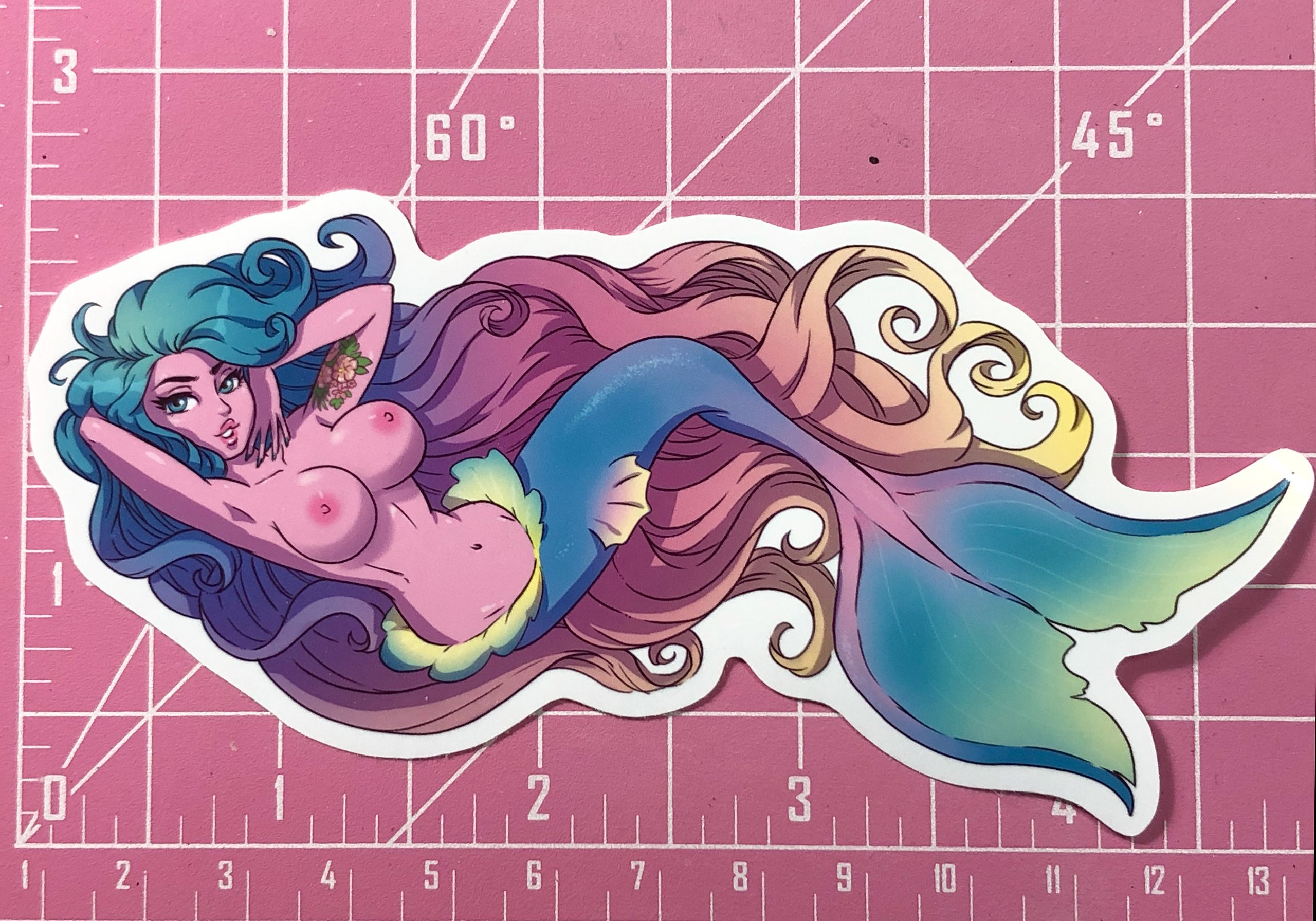 Busty Mermaid NSFW Mature Adult Colorful Sticker