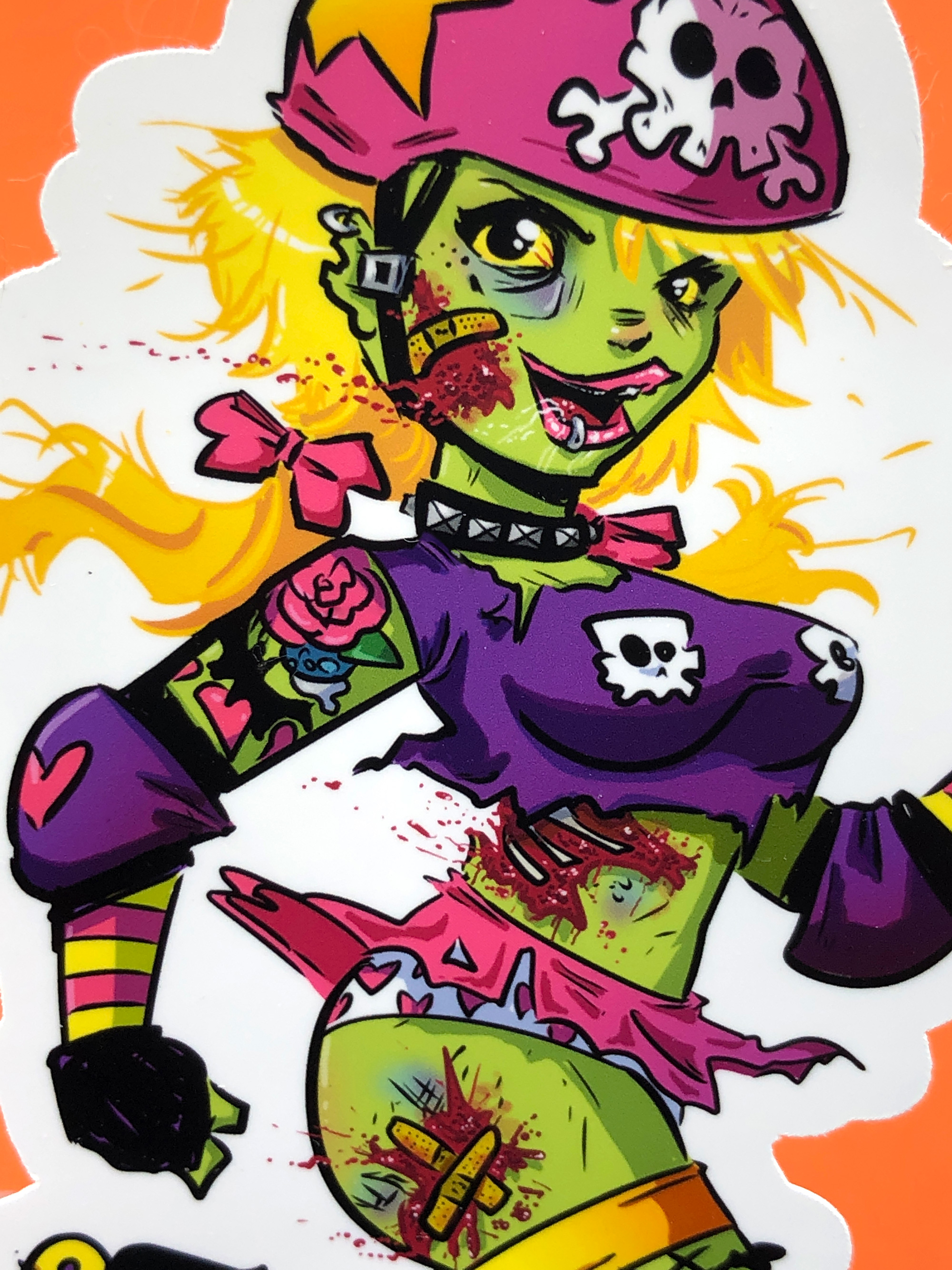 Roller Derby Tattoo Zombie Girl Sticker