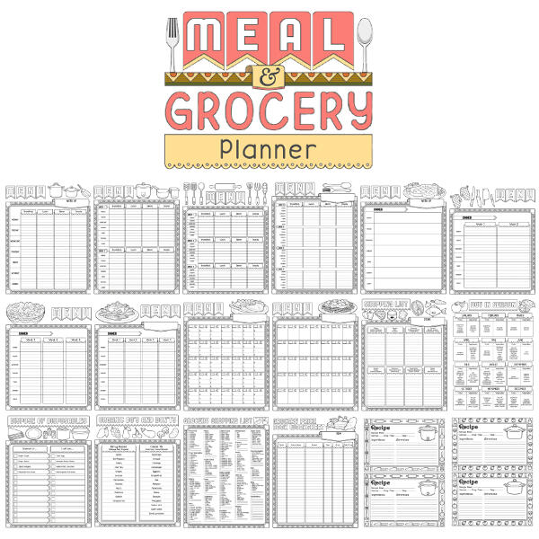 Meal & Grocery Coloring Planner