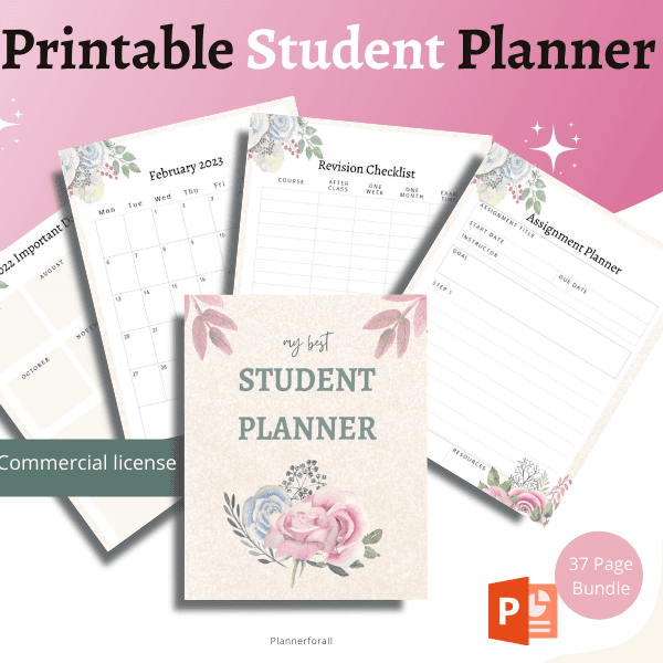 Floral 2022-2023 Printable Student Planner