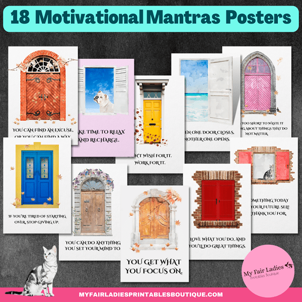 18 Illustrated Motivational Mantras Posters