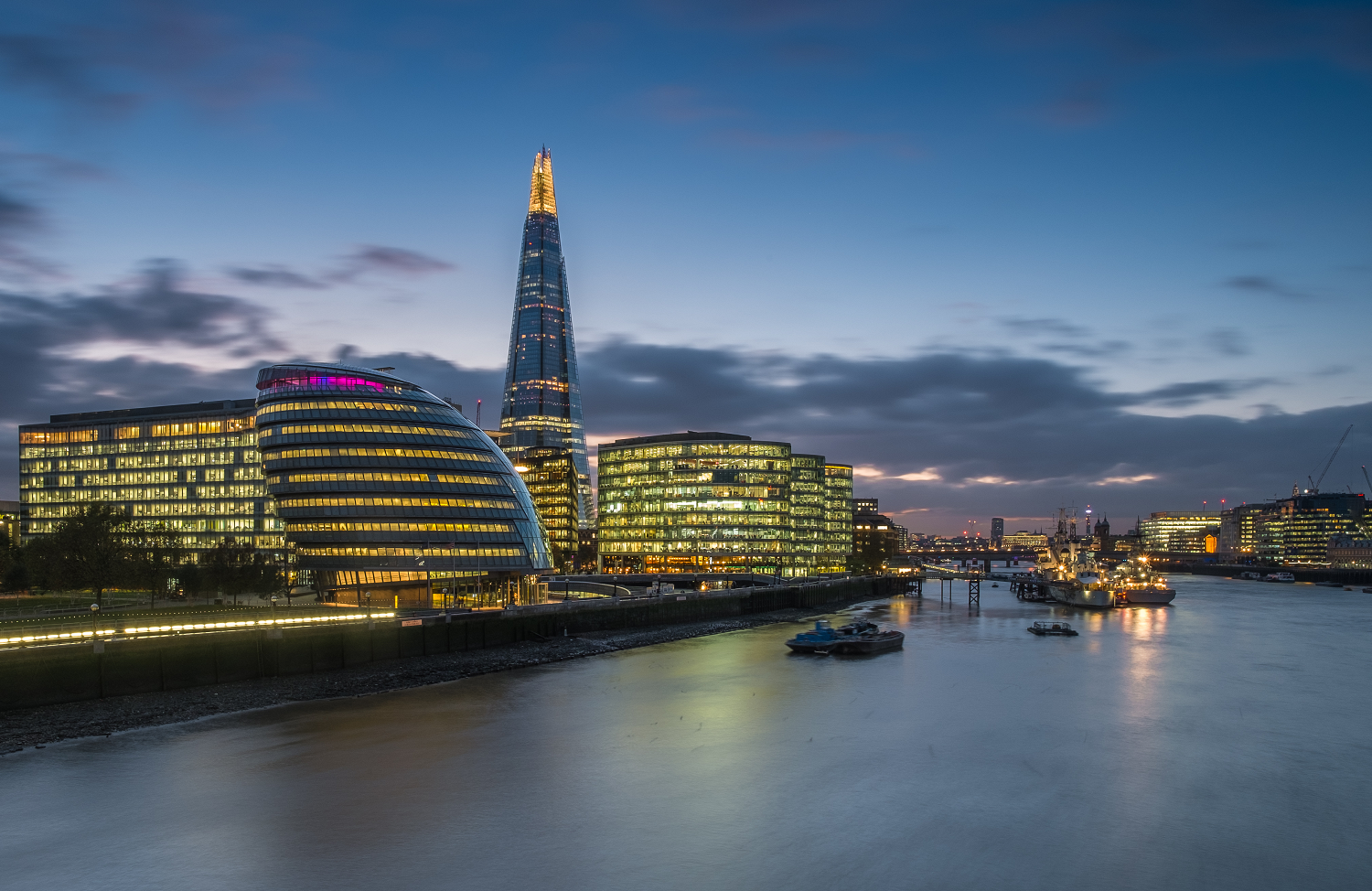 The Shard And City Hall London During The Blue Hour
