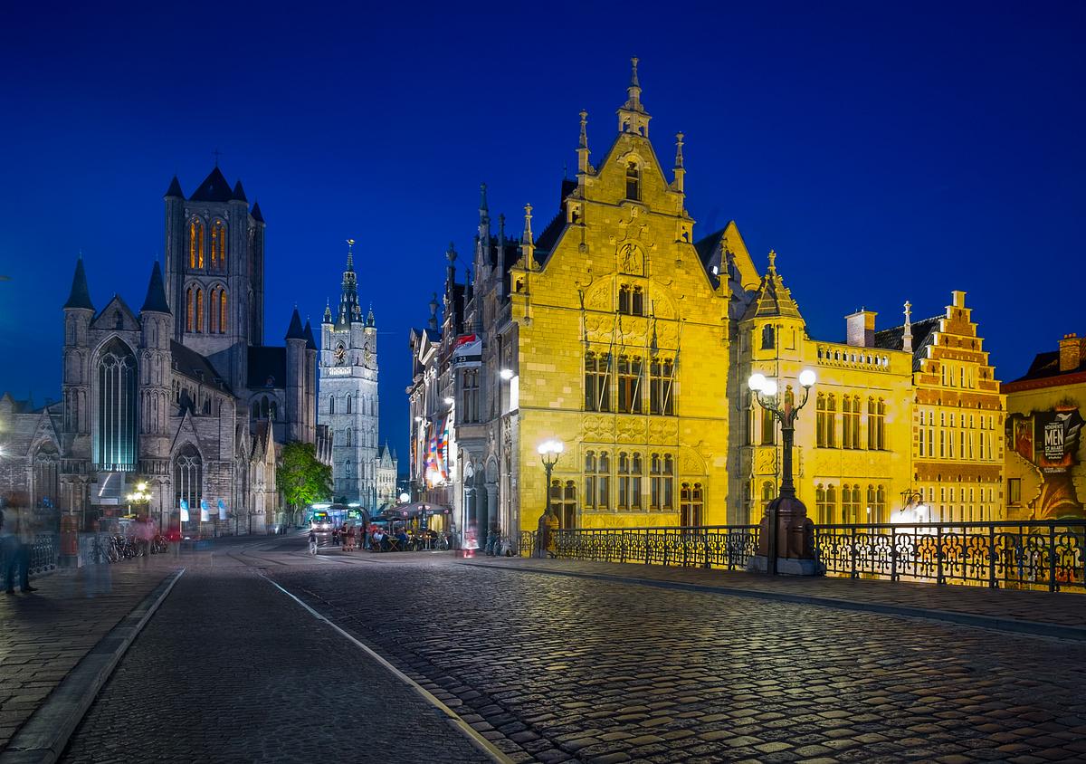 Blue Hour on St Michael's Bridge in Ghent Blue Hour on St Michael's Bridge in Ghent