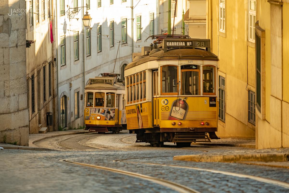 Passing Trams In Lisbon