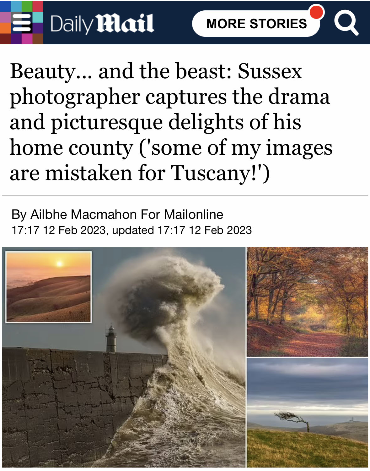 Mail online interview about my love of photographing Sussex Landscapes