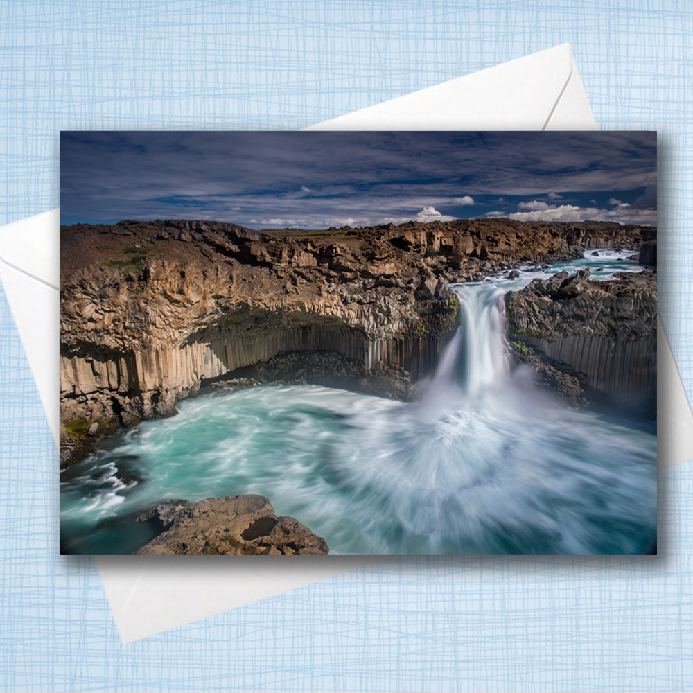 A5 Blank Greeting Card - Aldeyjarfoss Waterfall