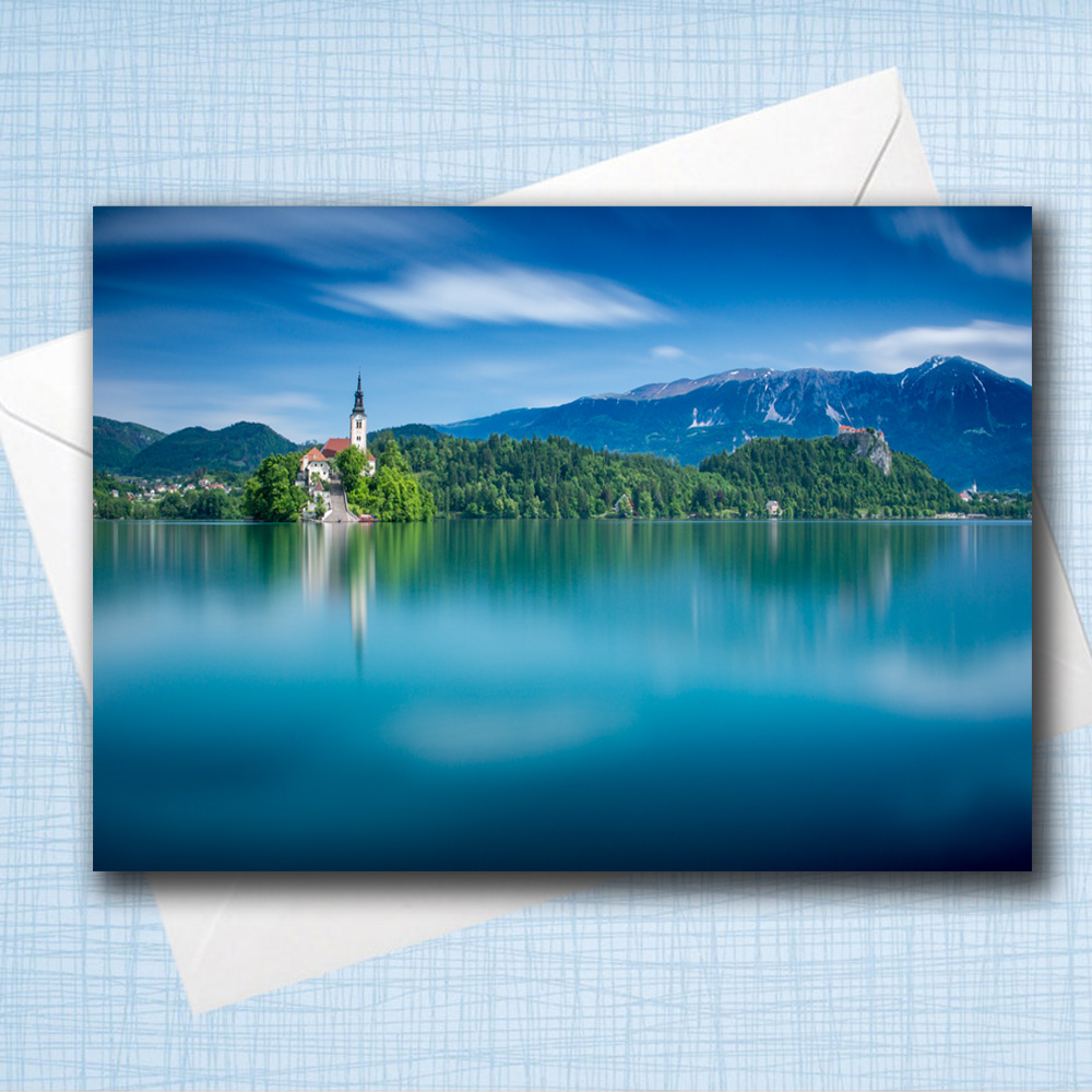 A5 Blank Greeting Card - Dreaming on Lake Bled