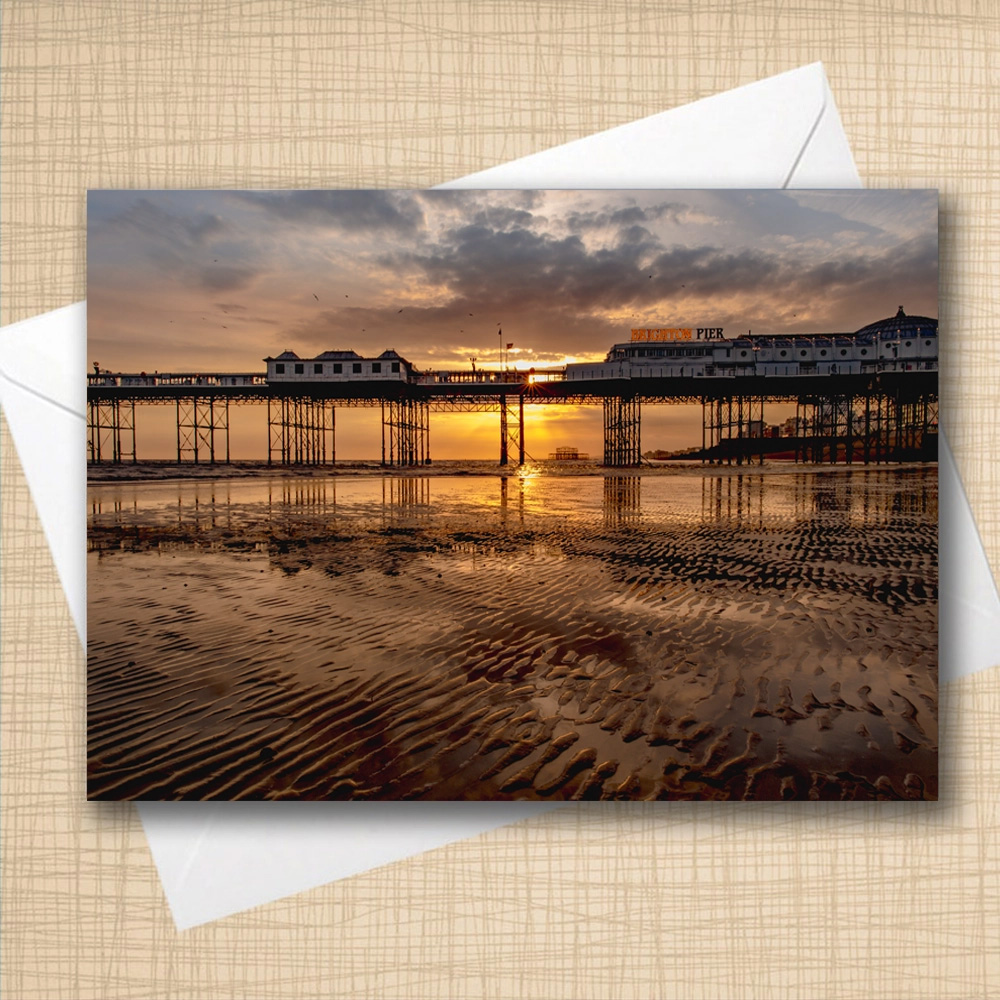 A5 Blank Greeting Card - Sunkissed at the Brighton Palace Pier