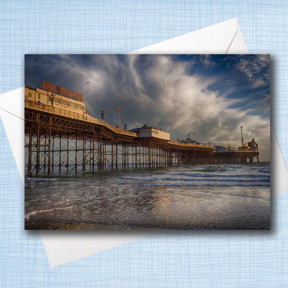 A5 Blank Greeting Card - Brighton Palace Pier basking in sun