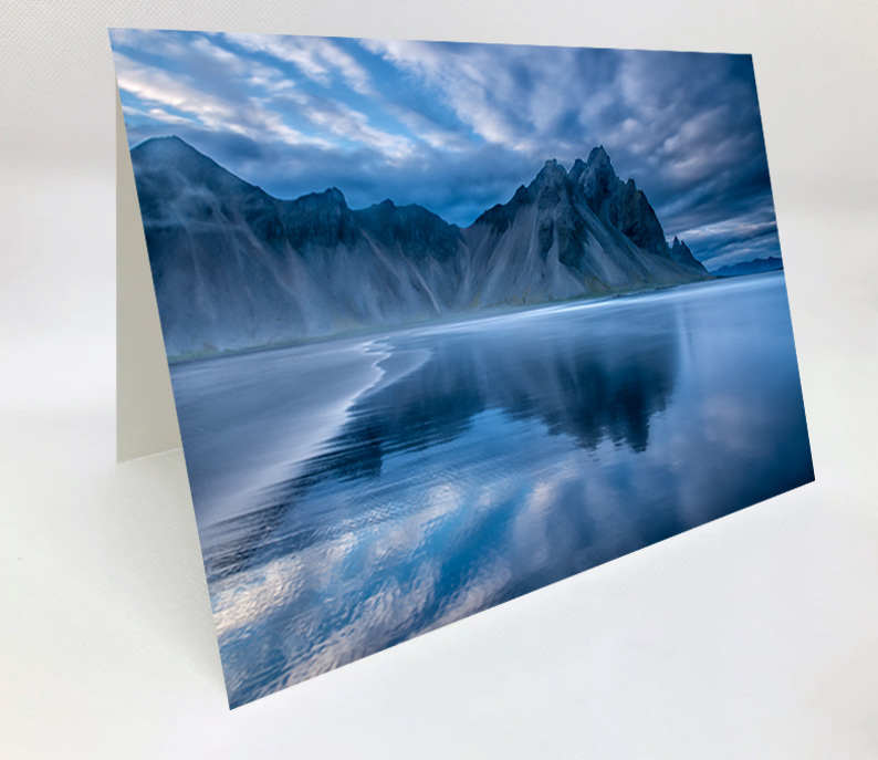 A5 Blank Greeting Card - Reflections in the sea at Vestrahorn