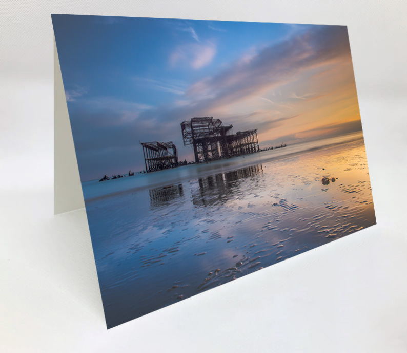 A5 Blank Greeting Card - Brighton's West Pier standing still