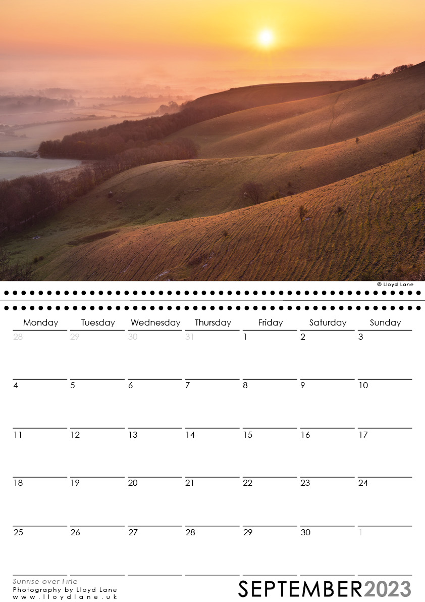 Sussex Calendar 2023 - Firle sunrise landscape