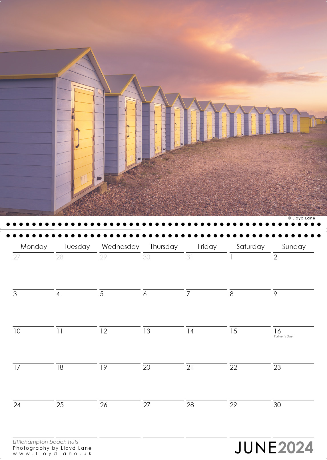 Sussex Calendar 2024 - Littlehampton Beach huts