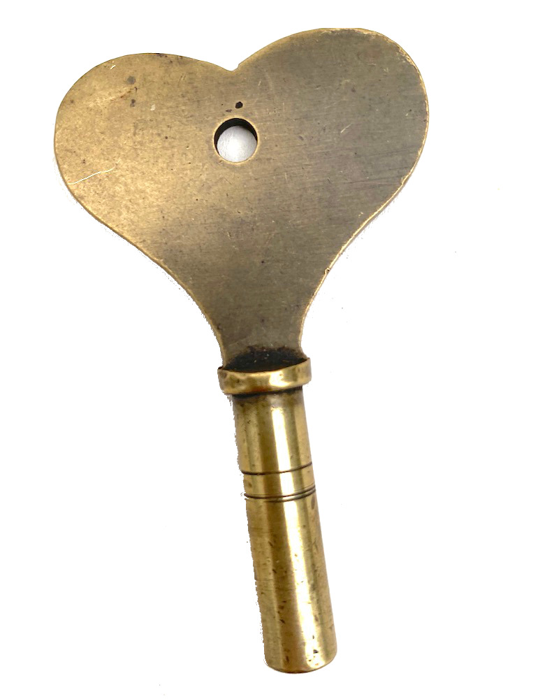 Antique Brass HeartShaped Clock/Music Box square Key
