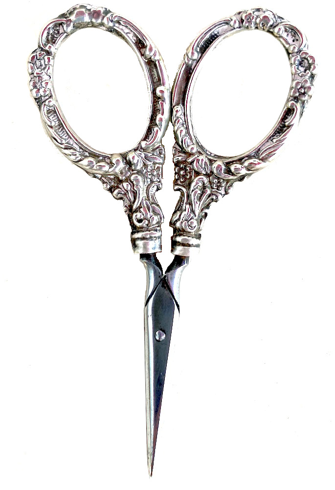 French Antique Silver Sewing Scissors