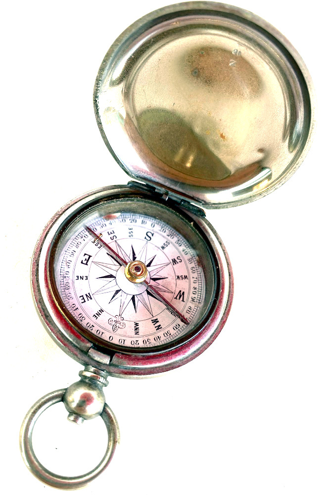 Nickel-Plated Antique Pocket Compass