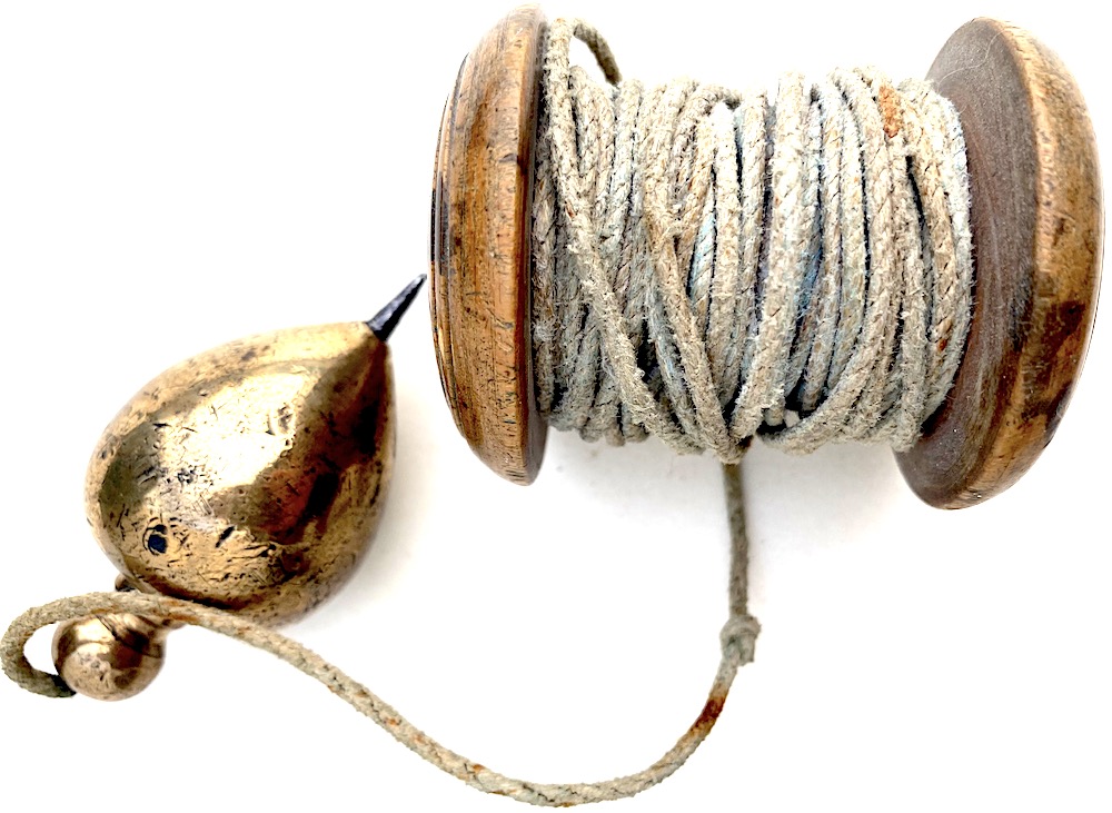 Brass Plumb Bob with Boxwood Reel