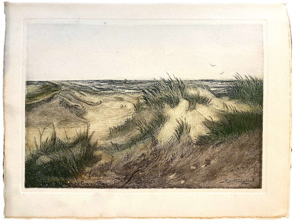 Etching c.1935 by Danish artist Edmund Fischer (19191944)