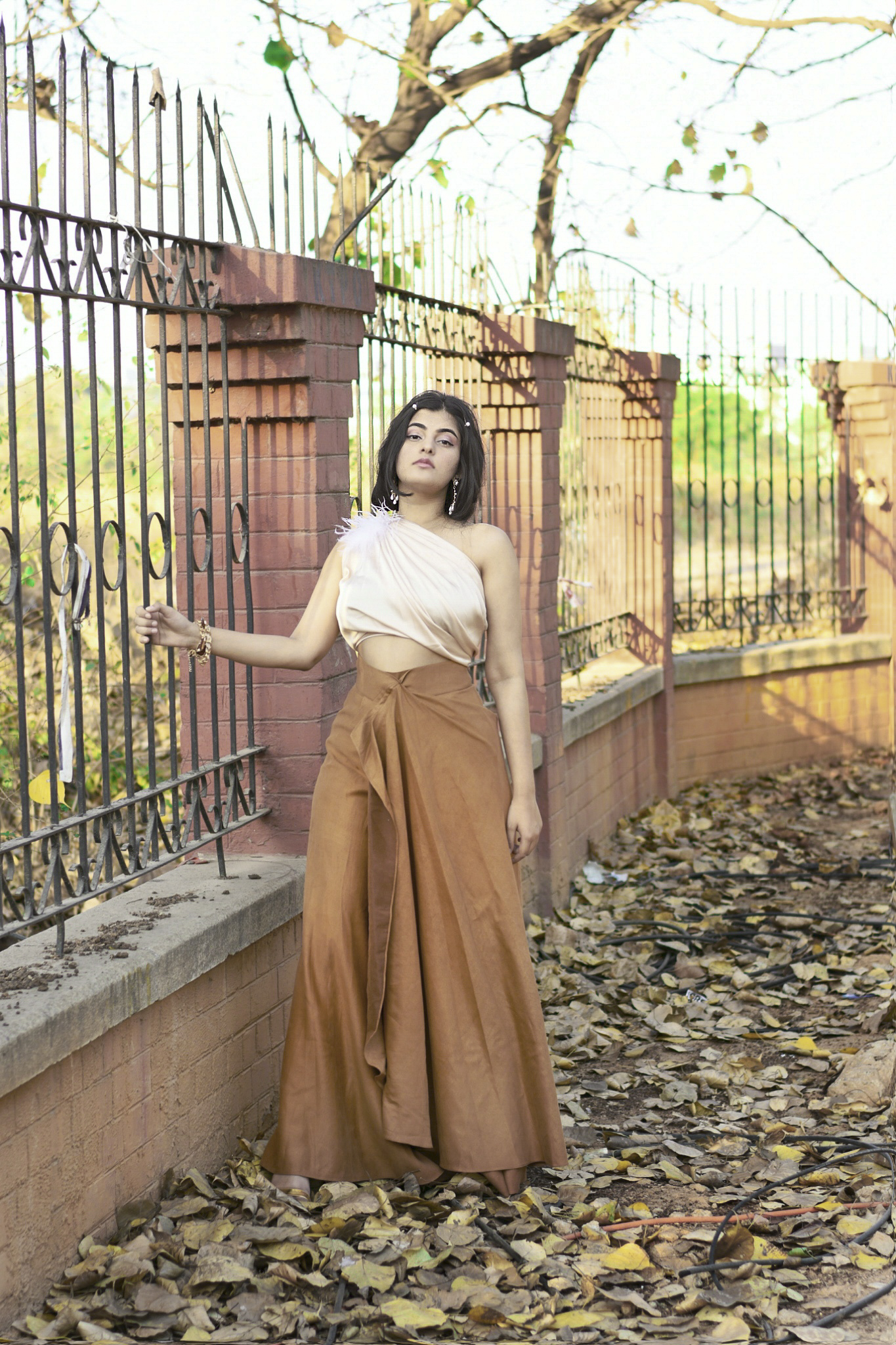 Draped Crop Top With Wrap Skirt