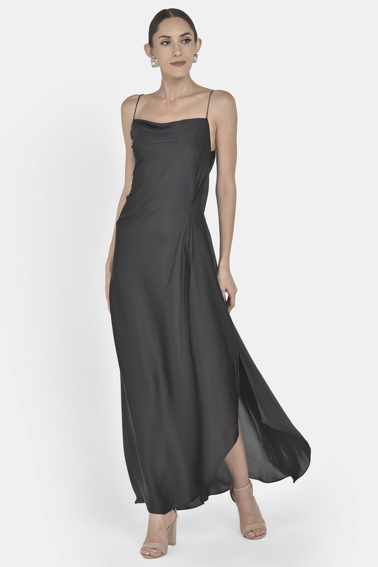Black Cowl Neck Draped Gown