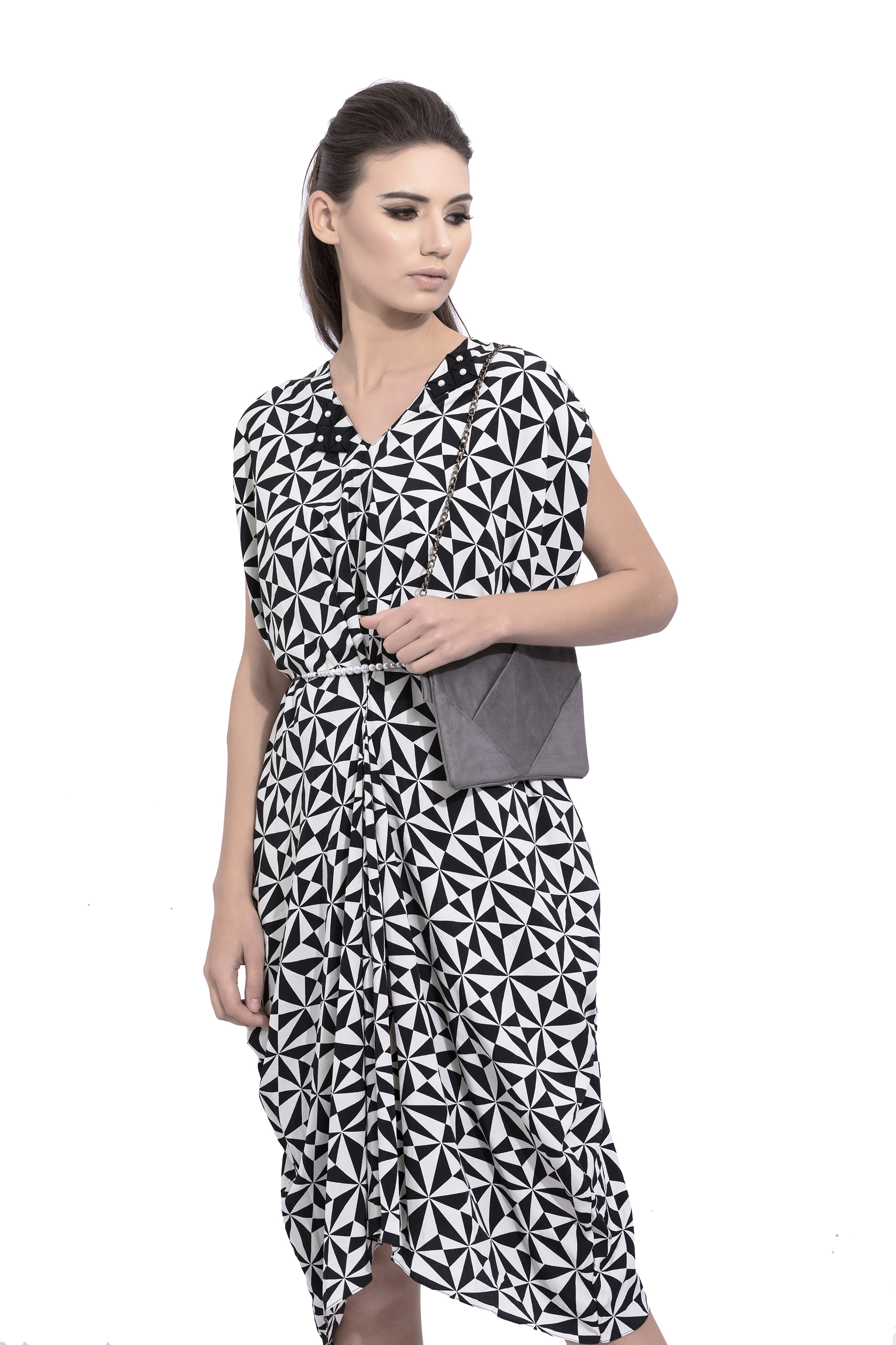 Black & White Geometric Print Dress