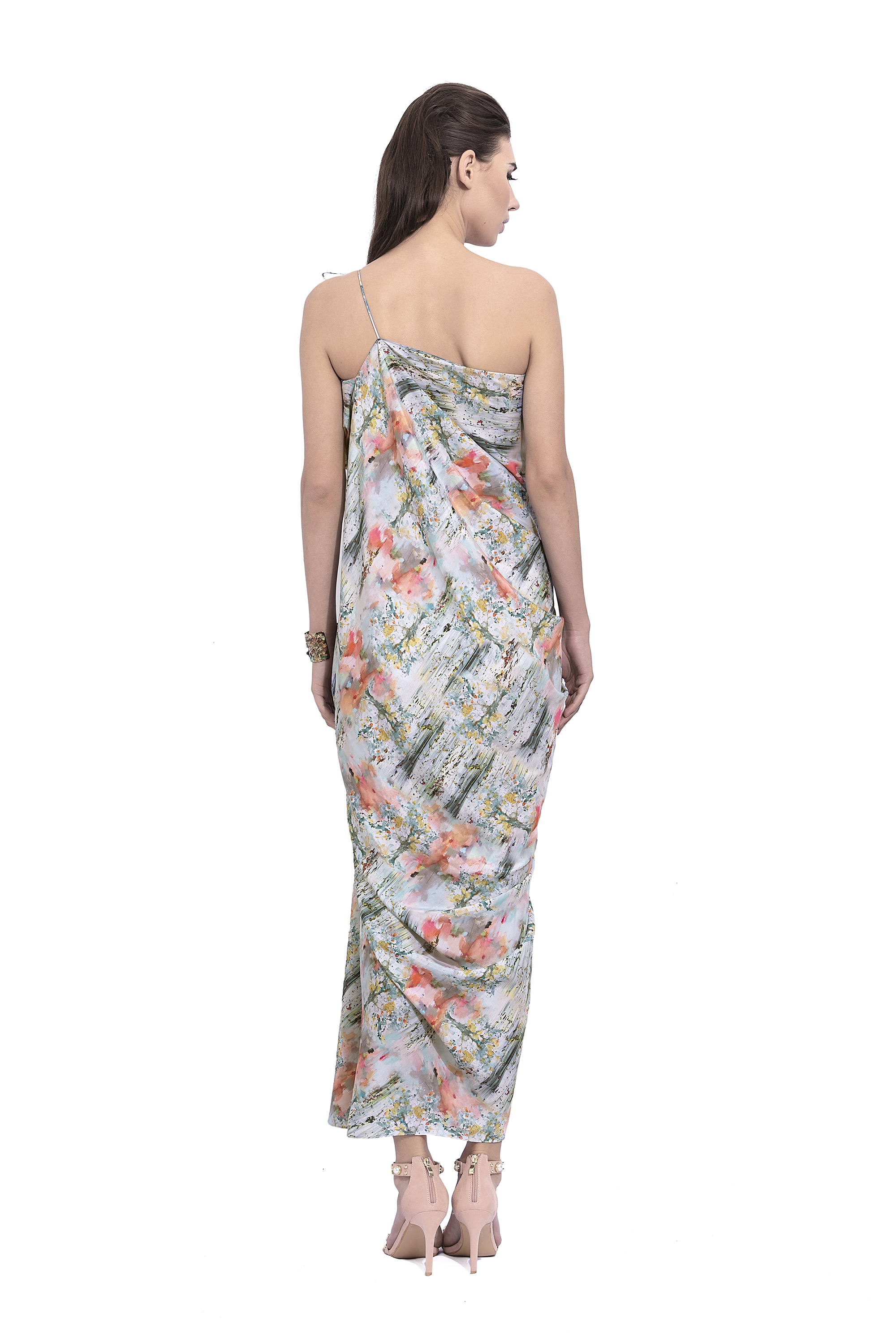 Digital Print Drape Dress