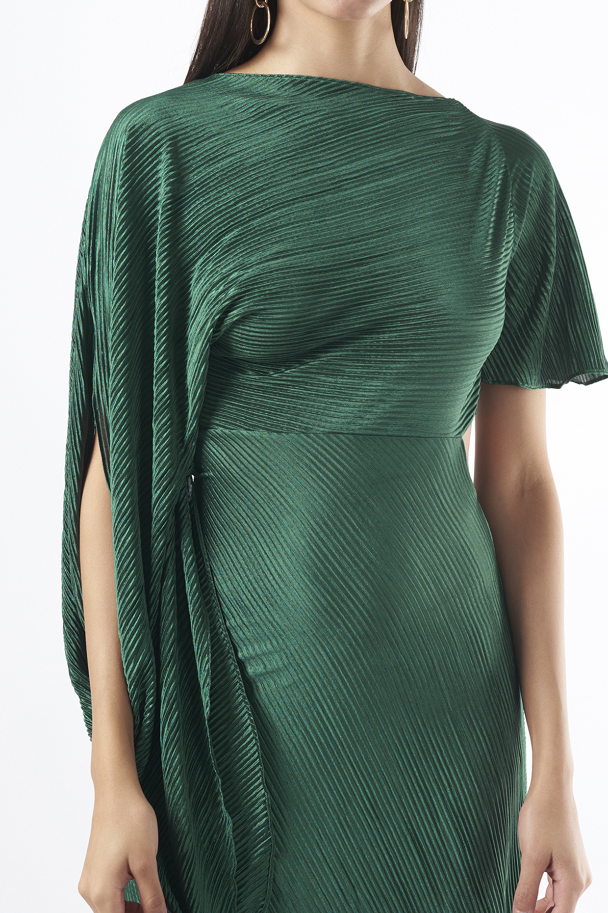 Emerald Green Bias Draped Gown