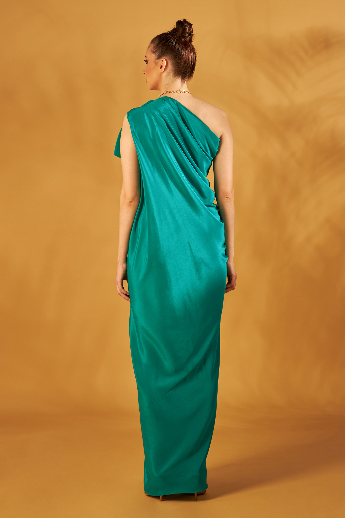 Turquoise Green Drape Gown