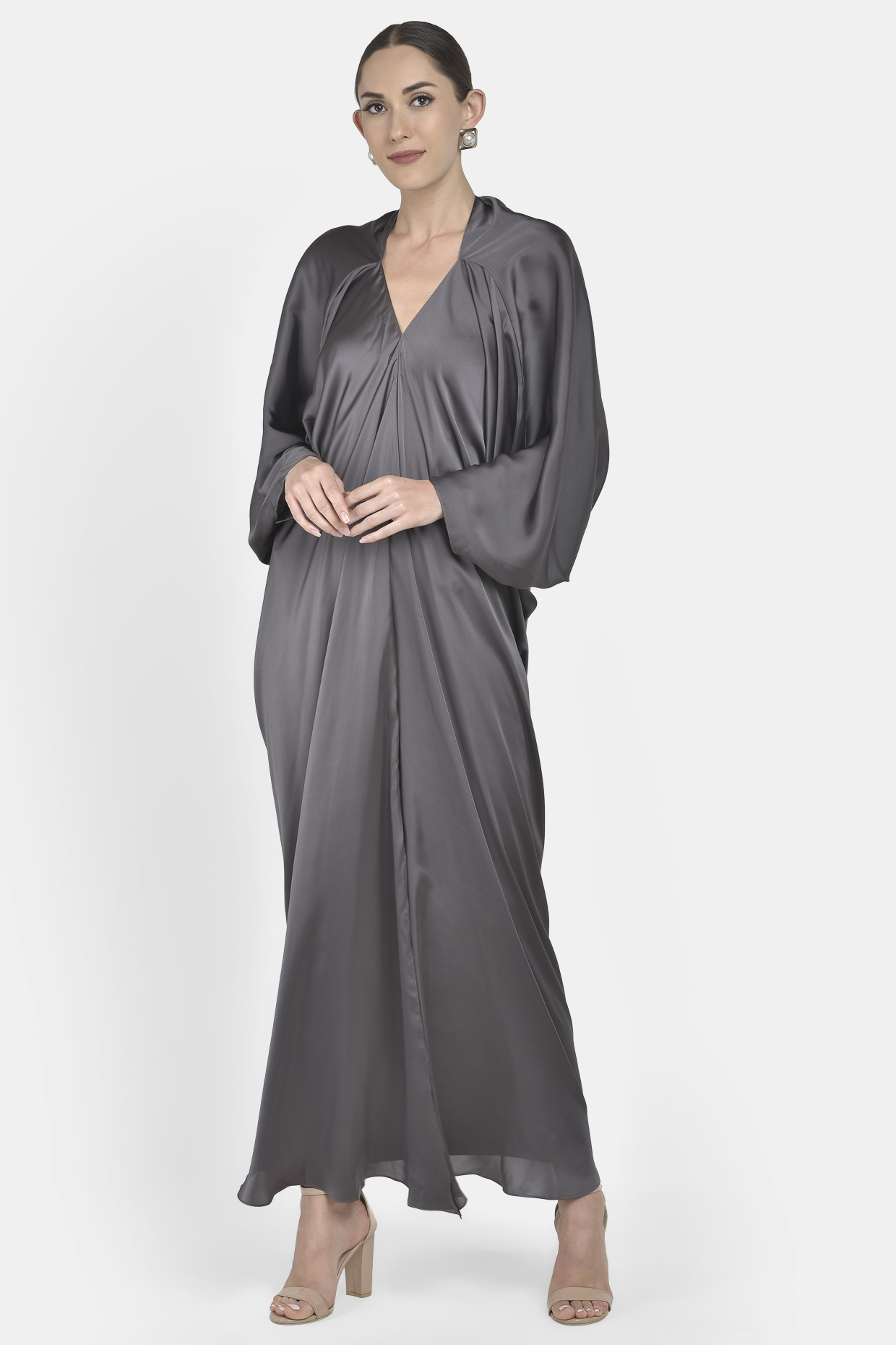 Steel Grey Drape Gown