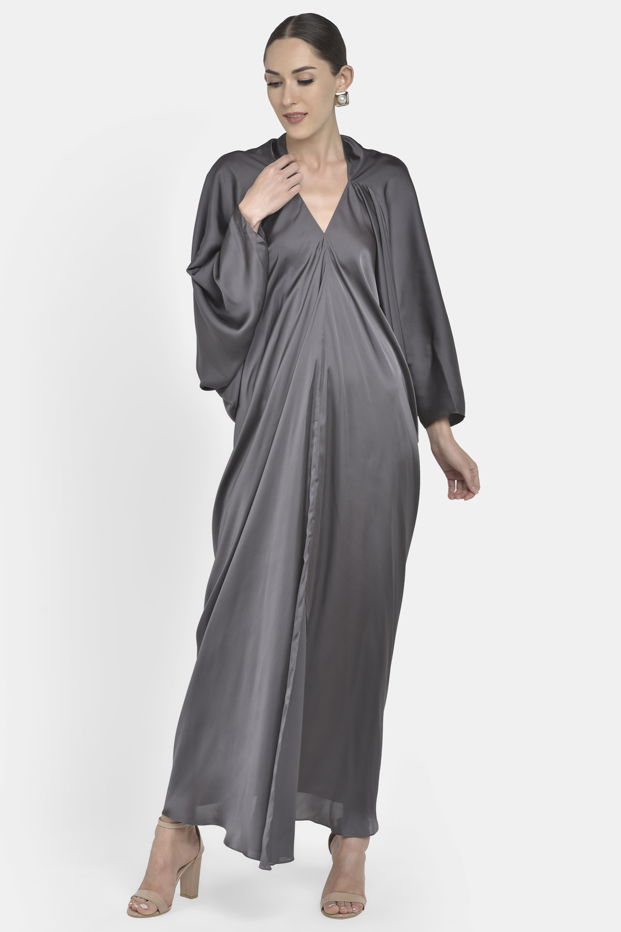 Steel Grey Drape Gown