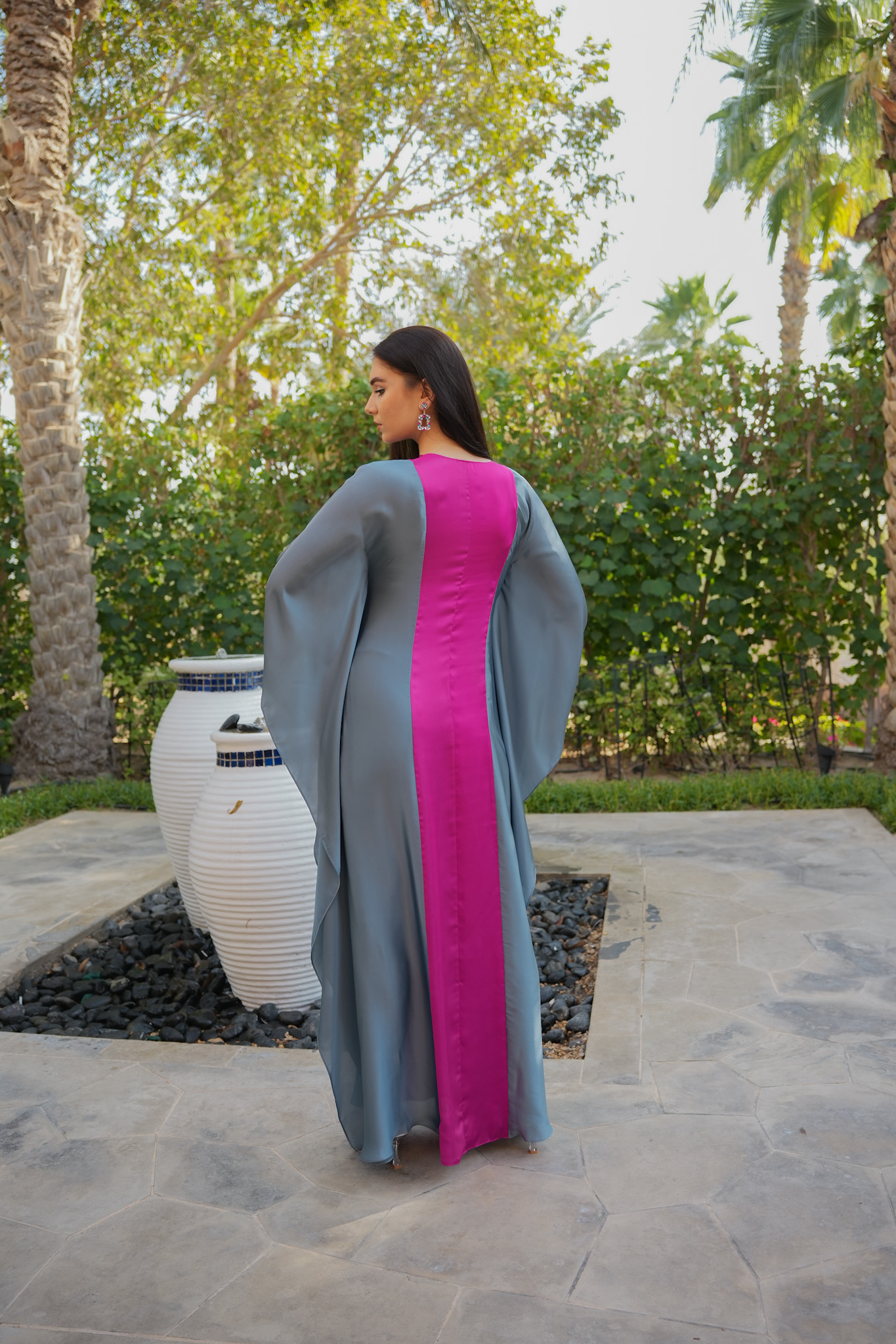 Color Blocked Kaftan Style Gown