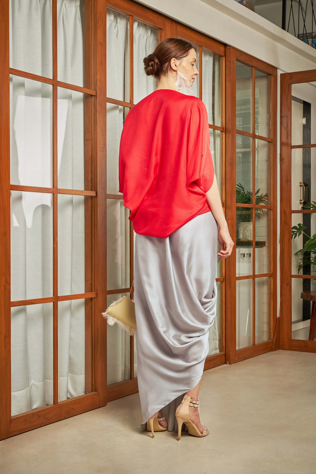 Vegan Silk Drape Top & Skirt Set