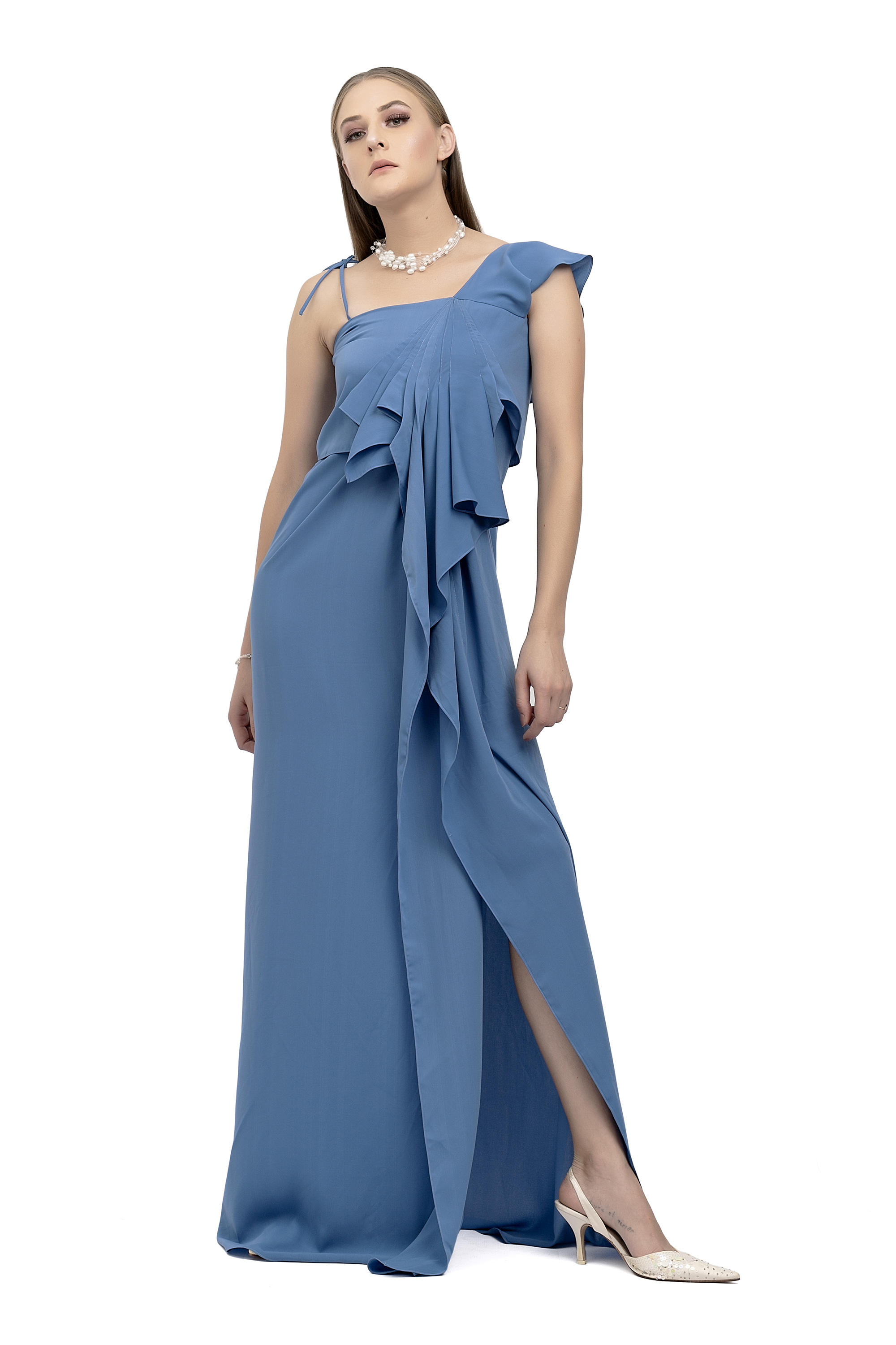 Cobalt Blue Pleated Gown
