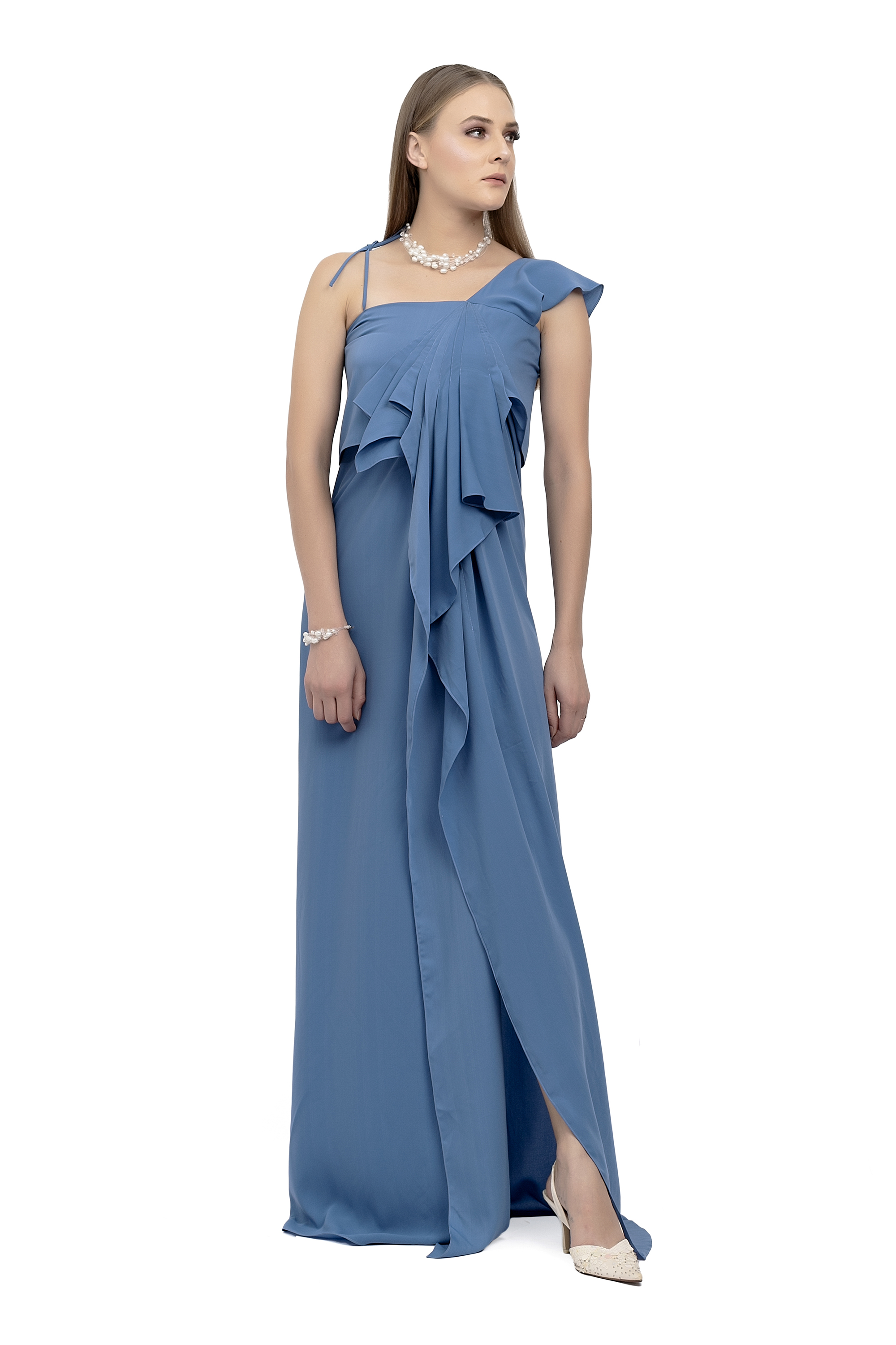 Cobalt Blue Pleated Gown