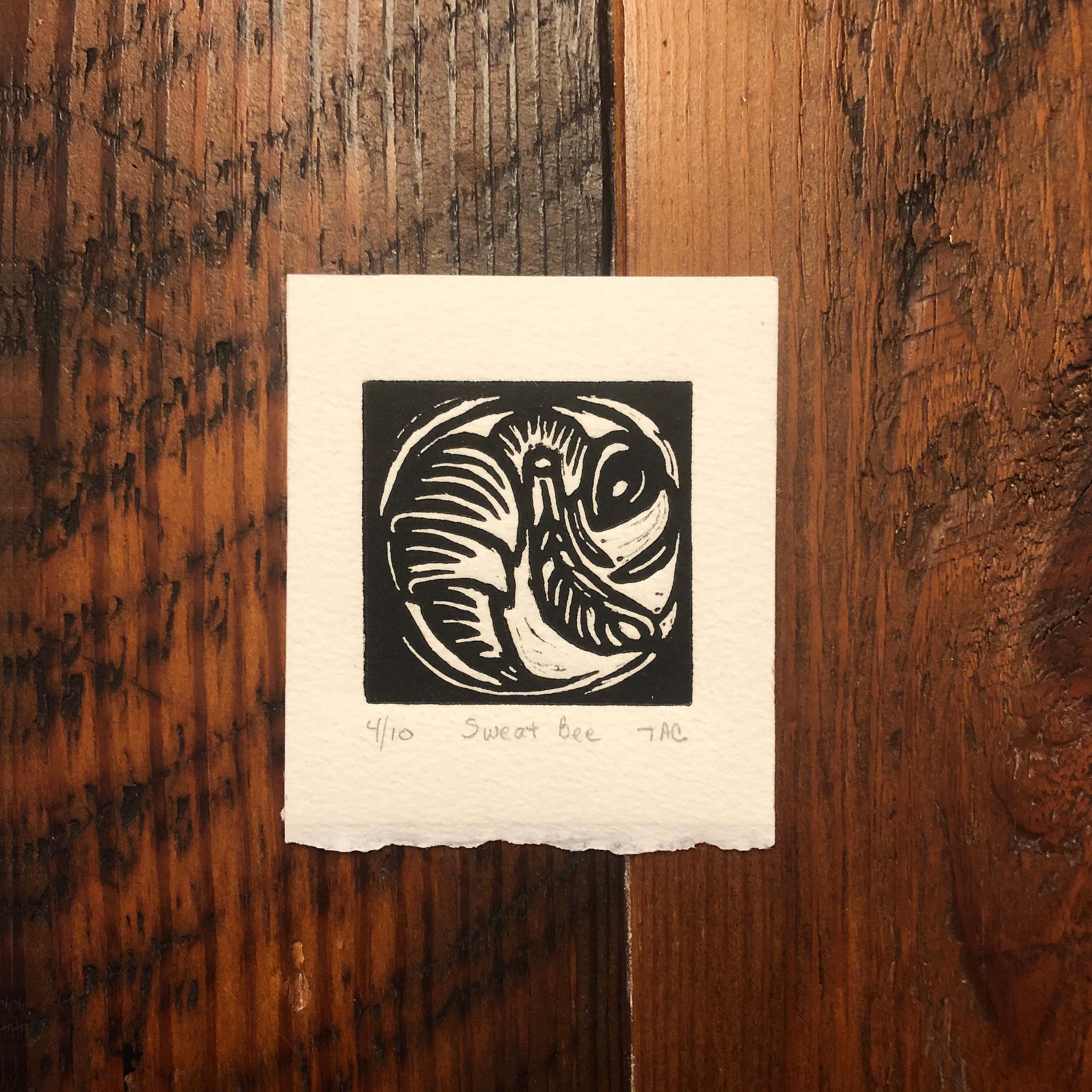 Sweat Bee Mini Linoleum Print - Stay tuned for a second edition.
