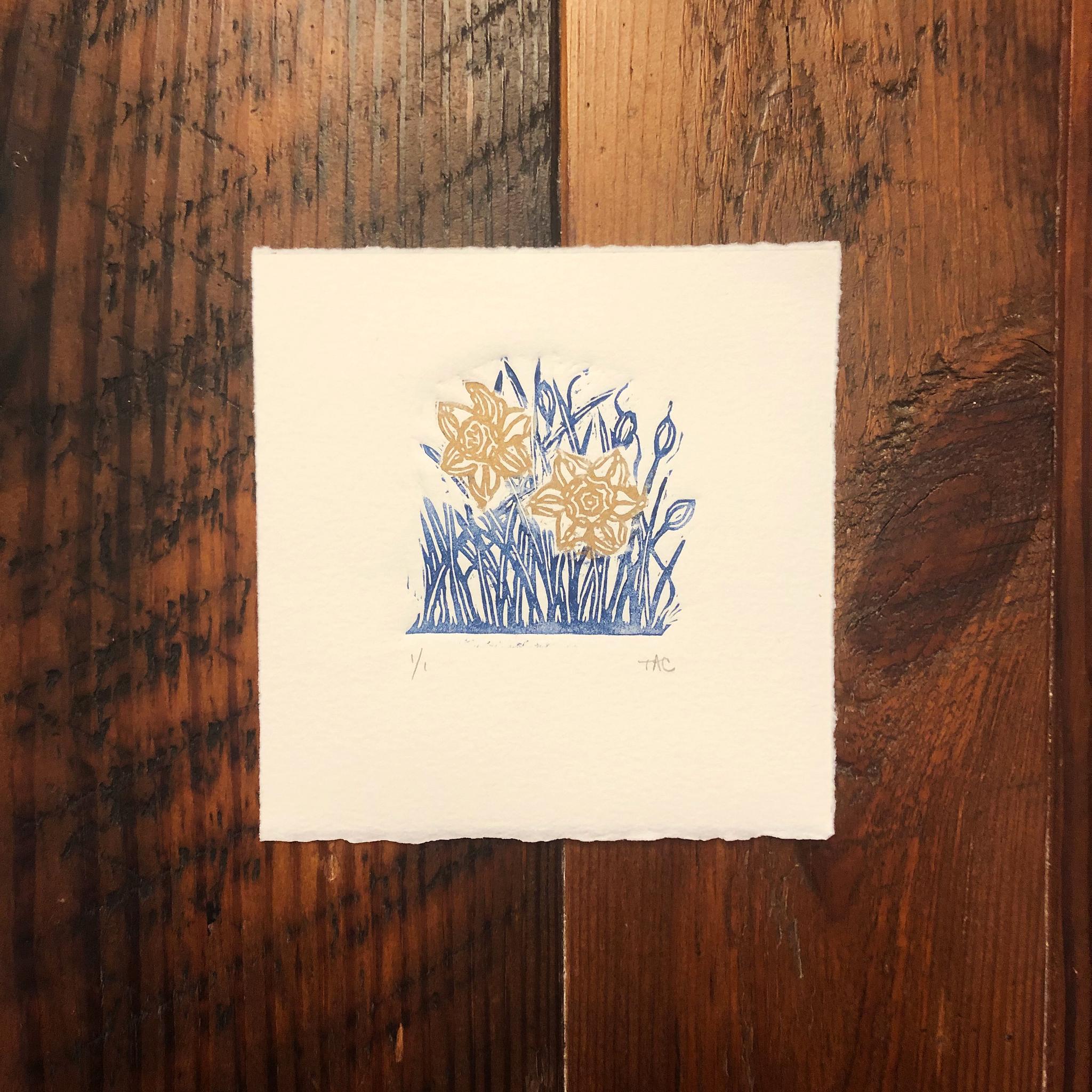Flower Garden Linoleum Print