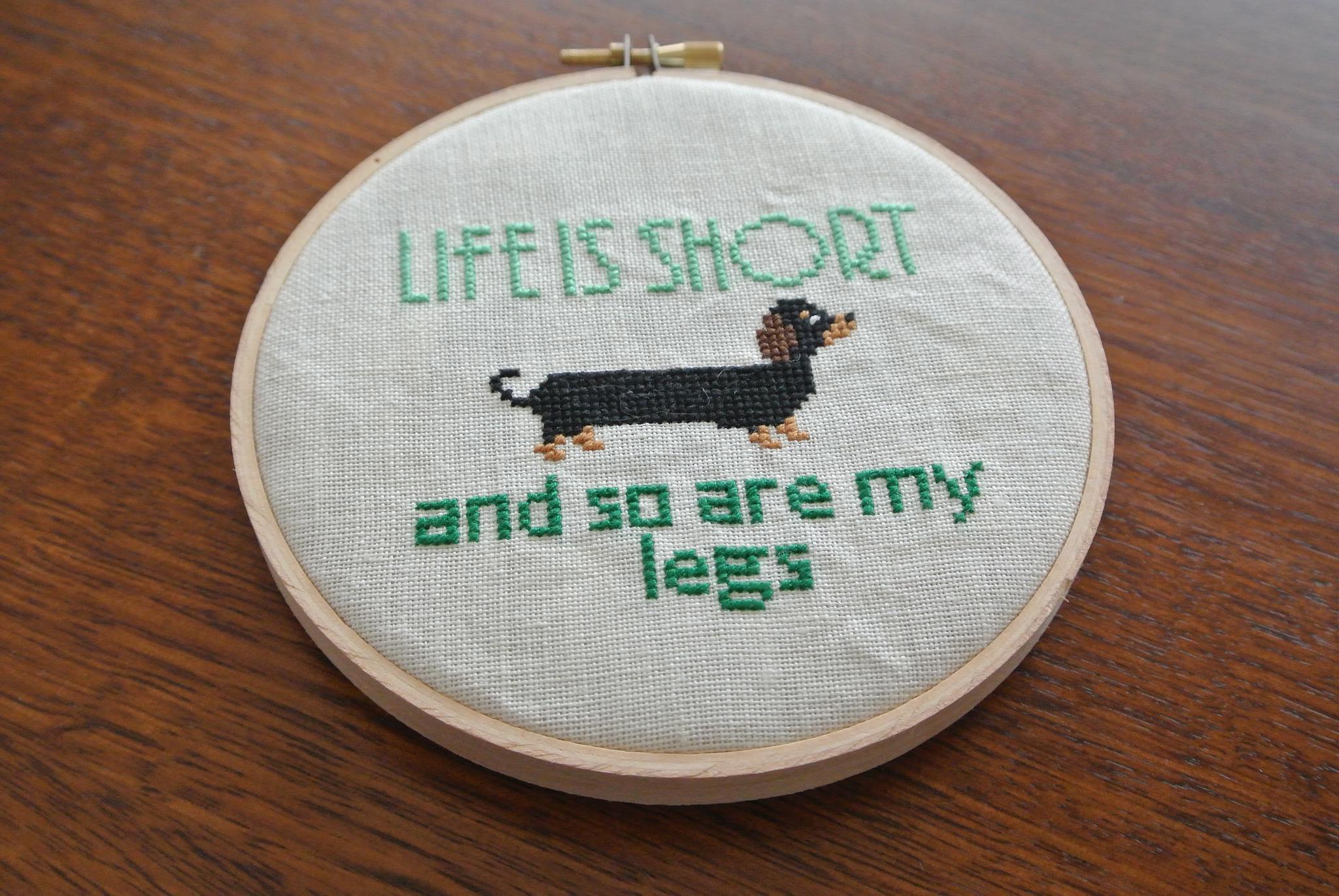 Life is Short Dachshunds Cute Cross Stitch Pattern